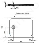 IDEAL STANDARD - Connect 2 Sprchová vanička, 900x700 mm, odtok vlevo, bílá R036401