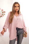 Bavlněná mušelínová košile Plus Size tmavě pudrově růžová UNI