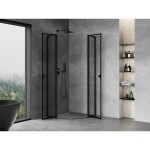 MEXEN/S - Mist L sprchový kout čtvrtkruh, křídlové 80 x 80, černá okraj, černá 8A32L-080-080-70-70