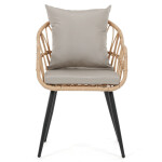 Zahradní židle, kov, polyratan, béžová, AZ-F1406 NAT