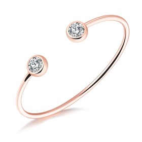Pevný bangles náramek Iva Rose Gold - ocel, zirkon, Zlatá