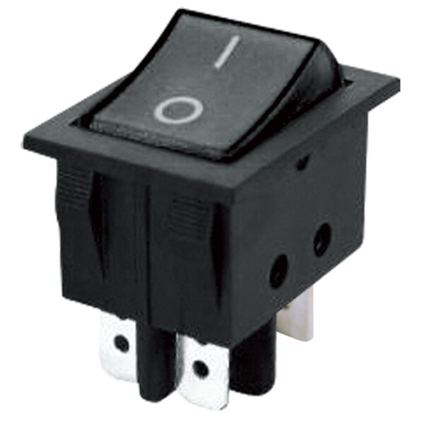 Přepínač kolébkový 2pol./4pin (ON)-OFF 250V/15A