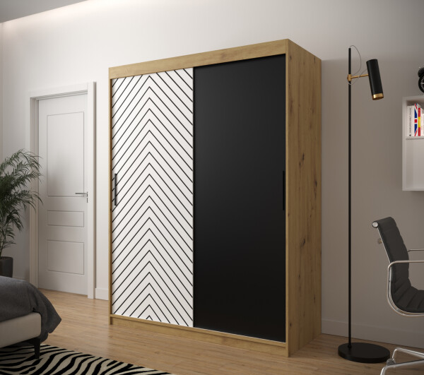 Šatní skříň Abi Jodelka Barva korpusu: Dub artisan, Rozměry: 150 cm, Dveře: Bílá mat