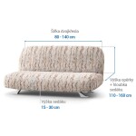 Bielastické potahy OCEANO NOVÉ béžové dvojkřeslo s dřevěnými rukojeťmi (š. 80 - 140 cm)