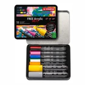 STABILO® FREE Acrylic Startovací sada - 11 ks Sada - 4x T100, 5x T300, 2x T800C - v 11 různých barvách (691/693-11-31)