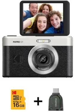 Kodak PixPro C1 černá, sada s kartou 16GB a čtečkou / Fotoaparát / 13 MPx / 4x zoom / 2,8" výklopný LCD (SB11425)