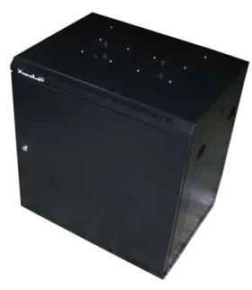 XtendLan Nástěnný rozvaděč 12U / Nástěnný rozvaděč / 19" / 600x450 mm / plné dveře / zabezpečení proti vykradení (WS-12U-64-FS-BLACK)