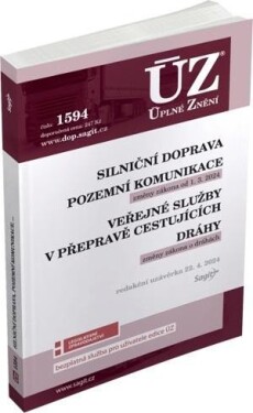 ÚZ 1594 Silniční doprava, Pozemní komunikace, Veřejné služby v přepravě cestujících, Dráhy