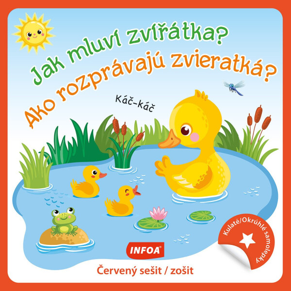 Kulaté samolepky Jak mluví zvířátka? / Ako rozprávajú zvieratká? - červený sešit / zošit