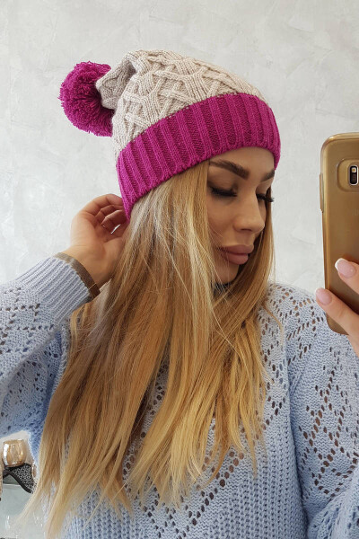 Fleecová čepice Bibiana K264 světle fialová+světle béžová UNI