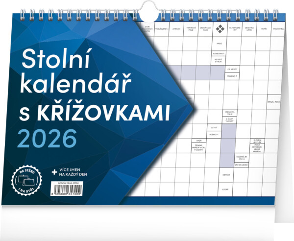 Kalendář 2026 stolní: s křížovkami s háčkem, 30 × 21 cm