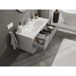 MEXEN/S - Rivel koupelnová skříňka 100 cm s umyvadlem Vela, 2 zásuvky, reliéf , šedá mat/bílá mat 91A20-10047-2-BFF62-W23M01