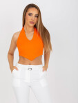 Základní oranžový crop top žebrované bavlny RUE PARIS