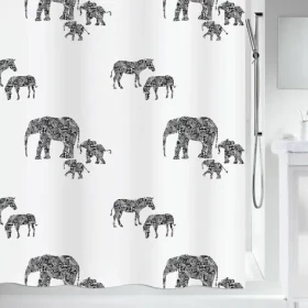 Spirella SERENGETI bílý / Sprchový závěs / motiv zvířata / polyester / 180 x 200 cm