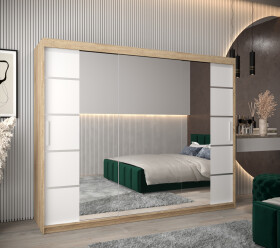 Šatní skříň Abi V4 Barva korpusu: Dub Sonoma, Rozměry: 250 cm, Dveře: Bílá