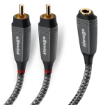 HImage šedá / Audio kabel / Jack 3,5 mm (F) - 2x RCA (M) / 1,5 m