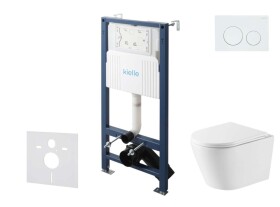 Kielle - Genesis New Set předstěnové instalace, klozetu Nefia, Vortex Rimless+, sedátka softclose a tlačítka Gemini New I, lesklá bílá 30528SS46