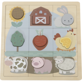 BABU - Edukativní puzzle Farma - 12 dílků