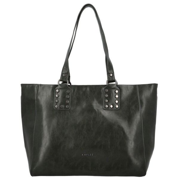 Módní dámská koženková kabelka na rameno Kleantis, tmavě zelená