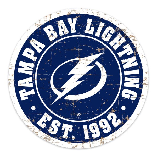 Mustang Cedule Tampa Bay Lightning NHL Lightning 22" Round Distressed Logo