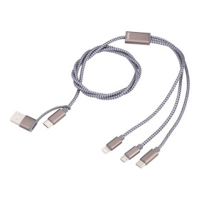 Troika nabíjecí kabel 3v1 (1 m, USB-C, šedý)