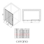 CERANO - Sprchové posuvné dveře Lantono - levá - 8 mm - Soft-Close - černá matná, mléčné sklo - 140x195 CER-662620
