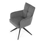 Židle jídelní, taštičkové pružiny v sedáku, 180° otočný mechanismus, šedá voděodolná látka, černý kov
