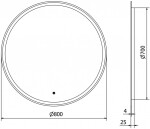 MEXEN - Gobi zrcadlo s osvětlením 80 cm, LED 6000K, 9801-080-080-611-00