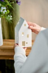 Räder Porcelánový svícen domeček Gable Roof, bílá barva, porcelán