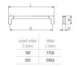 Bosetti Marella Nábytková úchytka Vitruvio rozteč: 160mm Černá (405059)