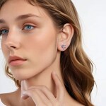 Stříbrné náušnice s motivem fialové lilie - stříbro 925/1000, Fialová