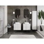 MEXEN/S - Rivel koupelnová skříňka pod umyvadlo 60 cm s deskou, 2 zásuvky, reliéf , bílá mat 91A20-06047-2-BFFC01