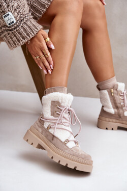 Boty S Kožíškem Typu Beránek Béžové Merilana 40