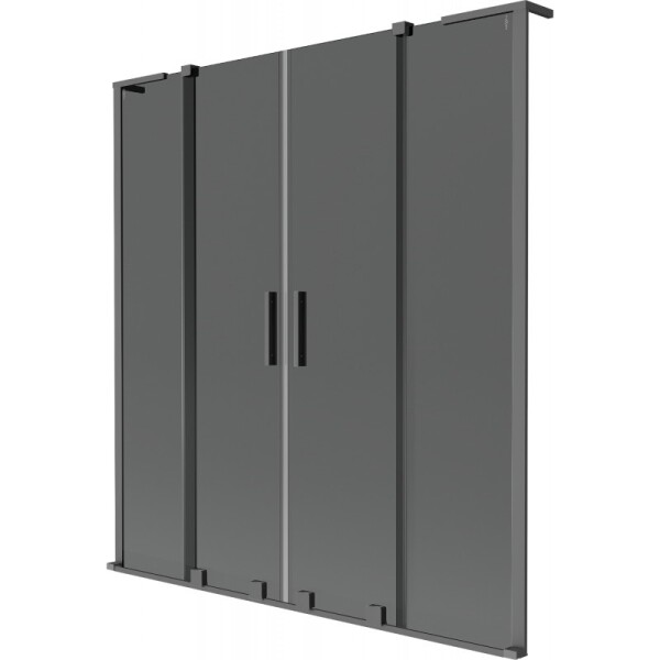 MEXEN/S - Velar L Duo dvoukřídlá posuvná vanová zástěna 140 x 150, grafit, grafit metal 896-140-003-42-95