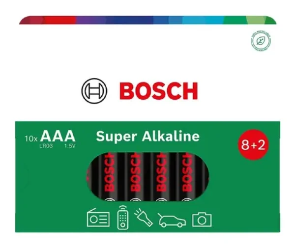 Bosch LR03SA10B/00 / Alkalická baterie AAA / LR03 / 1,5 V / 10 ks (8594162800230)
