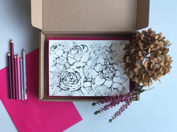 Sada přání v dárkové krabičce, antistresové omalovánky, Petra Gescheidtová