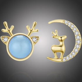 Vánoční stříbrné náušnice Rudolph Blue - stříbro 925/1000, Modrá