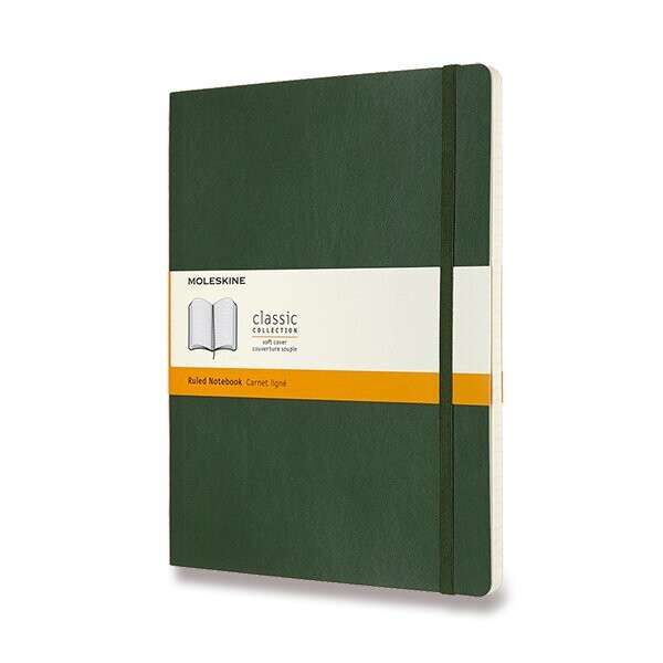 Zápisník Moleskine - měkké desky, XL, linkovaný - tm. zelený