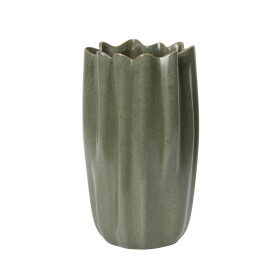 Ferm Living Kameninová váza Nium Dark Sage 23 cm, zelená barva, keramika