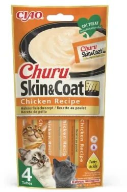 Inaba Churu Skin Coat kuře / Pamlsky pro kočky / masové pyré / 4 x 14 g (EU672)