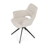 Židle jídelní, krémová látka, 360° vratný mechanismus, černý kov