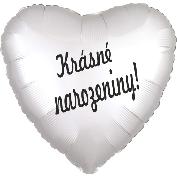 Balónek fóliový bílé srdíčko Krásné narozeniny! balonky.cz Balónek fóliový bílé srdíčko Krásné narozeniny! balonky.cz