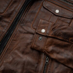 Pánská Kožená Bunda Zachary Rett Brixton Hnědá Velikost: 2XL