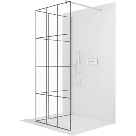 CERANO Sprchová zástěna Walk-in Onyx Corner Round L/P - 8 mm - kulatá vzpěra - chrom, industriální sklo - 110x120x200 cm