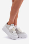 Kožené sneakersy na platformě CheBello 4658 stříbrné 37