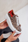 Kožené sneakerky na platformě s leopardím vzorem Zazoo 3346 hnědo-červené 40