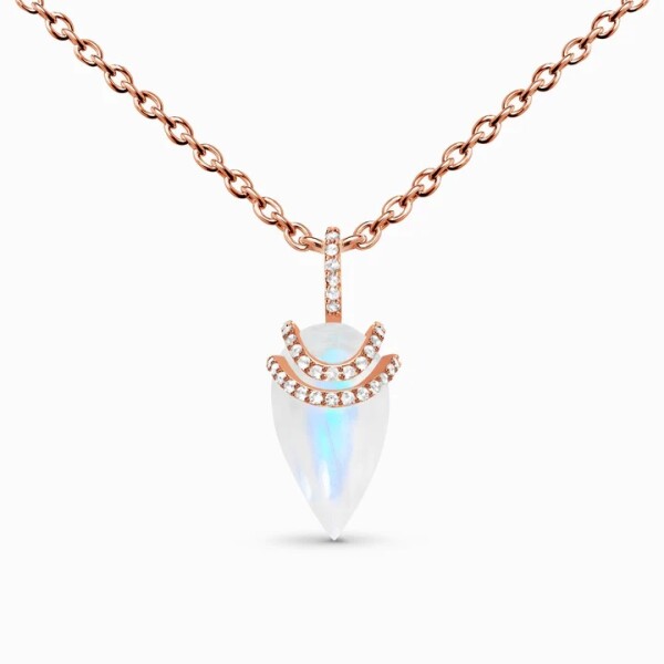 Royal Fashion náhrdelník 14k zlato Vermeil GU-DR23099N-ROSEGOLD-MOONSTONE-TOPAZ