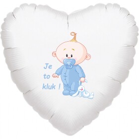 Balónek bílý fóliový srdíčko Je to kluk! balonky.cz Balónek bílý fóliový srdíčko Je to kluk! balonky.cz
