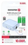 Swissten Space 10000 mAh modrá / Powerbanka s integrovanými kabely / USB-C + Lightning