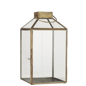Ib Laursen Skleněná lucerna Norr Brass 30,5 cm, zlatá barva, sklo, kov